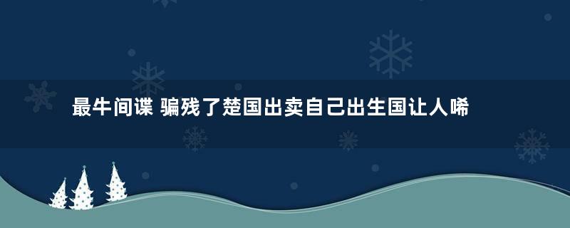 最牛间谍 骗残了楚国出卖自己出生国让人唏嘘